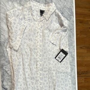 art class White and Blue Floral Button Down Shirt